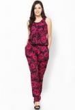 Miaminx FUCHSIA BOLD FLORAL CREPE ANKLE LENGTH JUMPSUIT Women