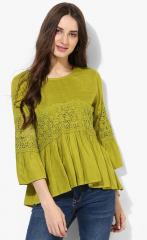 Miaminx Green Self Design Blouse women