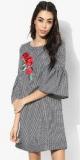 Miaminx Grey Coloured Embroidered Shift Dress Women