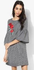 Miaminx Grey Coloured Embroidered Shift Dress women