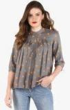 Miaminx Grey Printed Blouson Top women