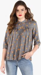 Miaminx Grey Printed Blouson Top women