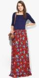 Miaminx Navy Blue Colored Printed Maxi Dress women