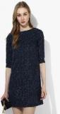 Miaminx Navy Blue Coloured Embellished Shift Dress Women