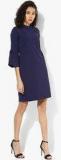 Miaminx Navy Blue Coloured Solid Shift Dress women