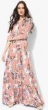 Miaminx Peach Multicoloured Printed Maxi Dress Women