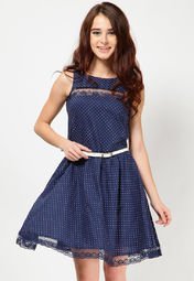 Miaminx Printed Cotton Prom Dress With Belt Women