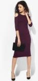 Miaminx Purple Coloured Solid Bodycon Dress Women