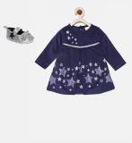 Mini Moi Navy Blue Shimmer Detail A Line Dress Girls