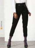 Miss Bennett Black Regular Fit Self Design Joggers Women