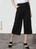 Miss Bennett Black Striped Loose Fit Culottes Women