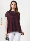 Miss Bennett Burgundy Self Design A Line Top Women