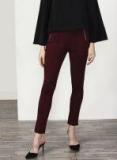 Miss Bennett Burgundy Solid Leggings Women