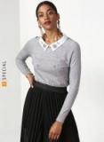 Miss Bennett Grey Solid Pullover Women