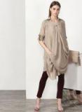 Miss Bennett Long Tunic With Collar Featuring Front Cowl Pockets With Roll Up Sleeves Women