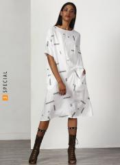 Miss Bennett Off White Printed A Line Dress women