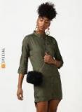 Miss Bennett Olive Solid Shirt Dress Women