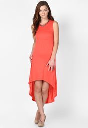 Miss Bennett Orange Printed Asymmetric Dress women