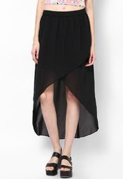 Miss Bennett Sassy Black Asymmetrical Wrap Skirt Women