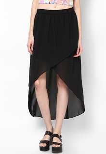 Miss Bennett Sassy Black Asymmetrical Wrap Skirt women