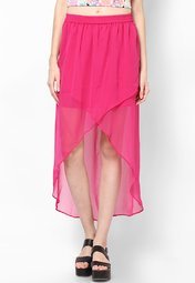 Miss Bennett Sweet Flush Pink Asymmetrical Wrap Skirt Women