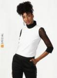 Miss Bennett White Self Design Blouse Women