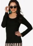 Miss Chase Black Solid Round Neck T Shirt Women