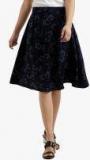 Miss Chase Navy Blue Printed Flared Skirt Women