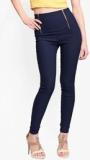 Miss Chase Navy Blue Solid Jeggings Women