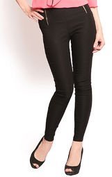 Miss Chase Solids Black Jeggings Mksp Women