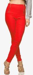 Miss Chase Solids Red Jeggings Mksp Women