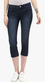 Miss Forever Navy Blue Washed Capri women