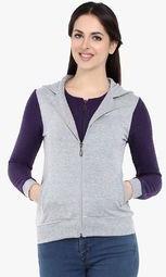 Miss Grace Grey Solid Hoodie Women