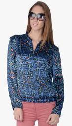 Miway Blue Printed Summer Jacket women