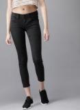 Moda Rapido Black Skinny Fit Mid Rise Clean Look Stretchable Cropped Jeans women