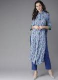 Moda Rapido Blue & Green Printed Straight Kurta Women