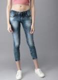 Moda Rapido Blue Skinny Fit Mid Rise Clean Look Cropped Jeans Women