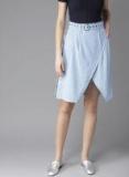 Moda Rapido Blue Solid Wrap Skirt Women