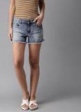 Moda Rapido Blue Washed Regular Fit Denim Shorts Women