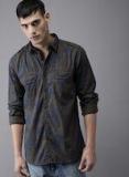 Moda Rapido Brown & Blue Printed Casual Shirt Men