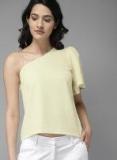 Moda Rapido Cream Coloured Solid One Shoulder Top Women