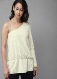 Moda Rapido Cream Coloured Solid Peplum Top Women