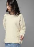 Moda Rapido Cream Coloured Solid Pullover Women