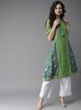 Moda Rapido Green & Blue Printed A Line Kurta Women