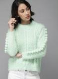 Moda Rapido Green Self Design Pullover Women