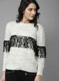 Moda Rapido Grey Melange Solid Pullover Women