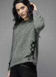 Moda Rapido Grey Solid Pullover Women