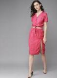 Moda Rapido Magenta Printed A Line Dress Women