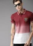 Moda Rapido Maroon & White Dyed Polo Collar T Shirt Men