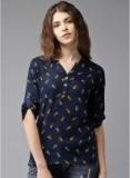 Moda Rapido Navy Blue Printed Blouse Women